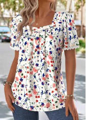 Multi Color Ditsy Floral Print Tummy Coverage T Shirt | thumb picture 