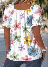 Raw White Floral Print Tummy Coverage T Shirt | thumb picture 