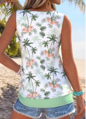 Green Tropical Plants Print Fake 2in1 Sleeveless Tank Top | thumb picture 