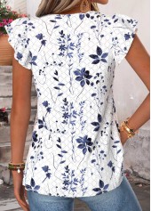 White Floral Print Tummy Coverage Short Sleeve T Shirt | thumb picture 