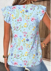 Light Blue Floral Print Tummy Coverage T Shirt | thumb picture 