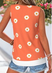 Orange Floral Print Fake 2in1 Sleeveless Tank Top | thumb picture 