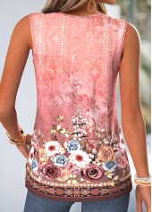 Pink Floral Print Tummy Coverage Sleeveless Tank Top | thumb picture 