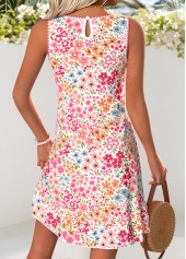 Pink Ditsy Floral Print Short Tummy Coverage Sleeveless Dress | thumb picture 