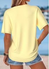 Light Yellow Floral Print Short Sleeve T Shirt | thumb picture 