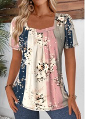 Multi Color Random Floral Print Tummy Coverage T Shirt | thumb picture 