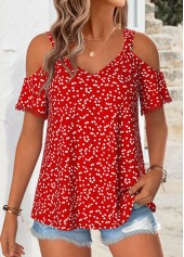 Red Polka Dot Tummy Coverage Short Sleeve T Shirt | thumb picture 