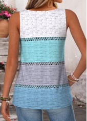 Blue Striped Curved Hem Sleeveless Tank Top | thumb picture 