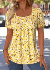 Pink Ditsy Floral Print Tummy Coverage T Shirt | thumb picture 