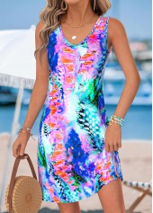 Multi Color Ombre Short Tummy Coverage Sleeveless Dress | thumb picture 