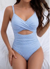 Light Blue Surplice One Piece Swimwear | thumb picture 
