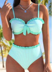 Cyan High Waisted Striped Bikini Set
