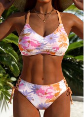 Multi Color Mid Waisted Floral Print Bikini Set