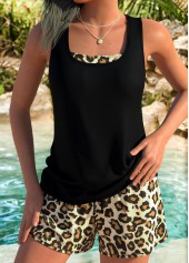 Black Mid Waisted Three-piece Leopard Tankini Set | thumb picture 