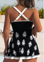 Black Tummy Coverage Tribal Print One Piece Swimdress | thumb picture 