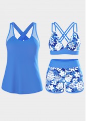 Dusty Blue Mid Waisted Tummy Coverage Tankini Set