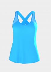 Blue Mid Waisted Tummy Coverage Floral Print Tankini Set | thumb picture 