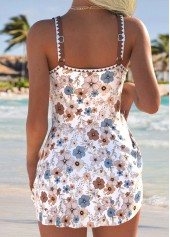 Light Camel Curved Hem Floral Print One Piece Swimdress | thumb picture 