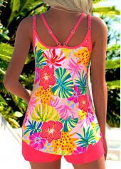 Coral Mid Waisted Curved Hem Tankini Set | thumb picture 