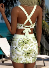 Olive Green Mid Waisted Floral Print Bikini Set | thumb picture 