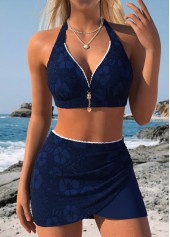 Navy Mid Waisted Pull On Bikini Set