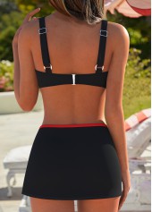 Black Mid Waisted Pull On Floral Print Bikini Set | thumb picture 