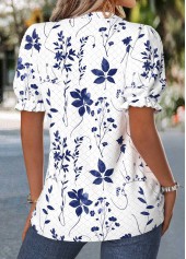 Raw White Floral Print Tummy Coverage Short Sleeve Blouse | thumb picture 