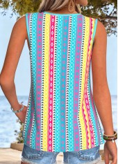 Multi Color Striped Curved Hem Sleeveless Tank Top | thumb picture 