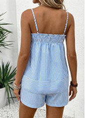 Blue Striped Tummy Coverage Sleeveless Camsiole and Shorts | thumb picture 