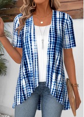 Blue Tie Dye Print Fake Two Piece Twinset