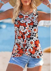 Multi Color Floral Print Tummy Coverage Sleeveless Tank Top | thumb picture 
