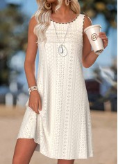 Beige Short Tummy Coverage Sleeveless Round Neck Dress