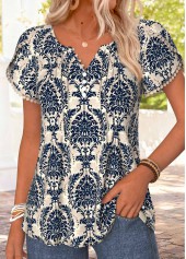 Multi Color Tribal Print Patchwork Short Sleeve T Shirt | thumb picture 