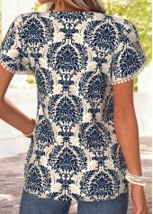 Multi Color Tribal Print Patchwork Short Sleeve T Shirt | thumb picture 