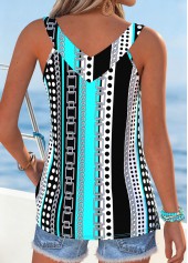 Cyan Geometric Print Tummy Coverage Sleeveless Tank Top | thumb picture 