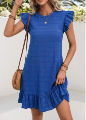 Royal Blue Short Tummy Coverage Round Neck Dress