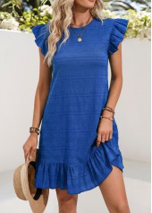 Royal Blue Short Tummy Coverage Round Neck Dress | thumb picture 