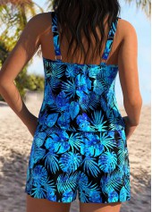 Blue Tummy Coverage Leaf Print One Piece Swimwear | thumb picture 