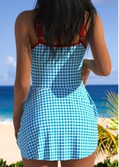 Blue Tummy Coverage Plaid One Piece Swimwear | thumb picture 