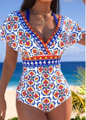 Multi Color Fake 2in1 Tribal Print One Piece Swimwear | thumb picture 