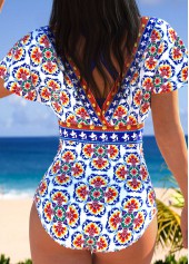 Multi Color Fake 2in1 Tribal Print One Piece Swimwear | thumb picture 