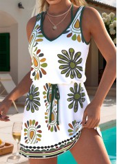 Tummy Coverage Plants Print White Cover Up | thumb picture 