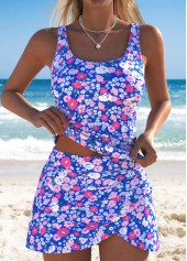 Royal Blue Mid Waisted Tummy Coverage Tankini Set