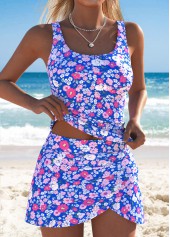 Royal Blue Mid Waisted Tummy Coverage Tankini Set | thumb picture 