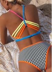 Black Mid Waisted Pull On Gingham Print Bikini Set | thumb picture 