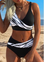 Black Mid Waisted Push Up/supportive/enhance Bust Bikini Set