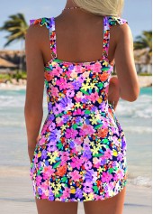 Multi Color Curved Hem One Piece Swimdress | thumb picture 