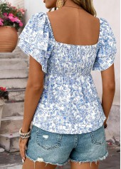 Light Blue Ditsy Floral Print Peplum T Shirt | thumb picture 