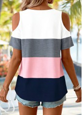 Pink Tropical Plants Print Twist Short Sleeve T Shirt | thumb picture 