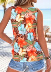 Multi Color Floral Print Tie Sleeveless Tank Top | thumb picture 